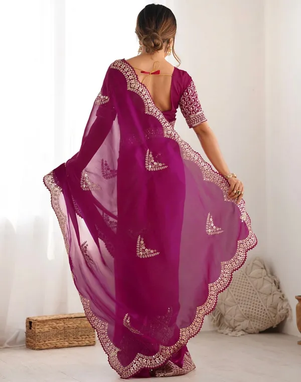 Elegant_Dark_Pink_Organza_Saree_with_Heavy_Embroidered_Blouse_✨
