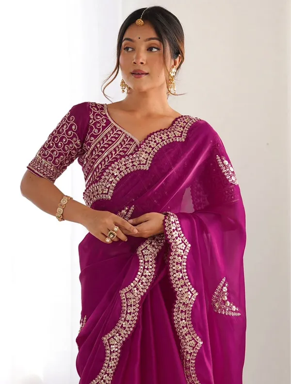 Elegant_Dark_Pink_Organza_Saree_with_Heavy_Embroidered_Blouse_✨
