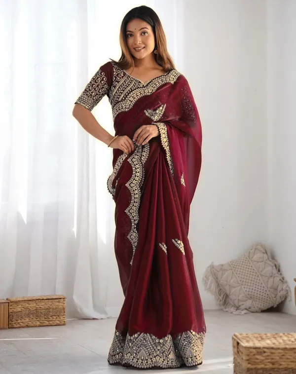 Elegant_Maroon_Organza_Saree_with_Heavy_Embroidered_Blouse_✨