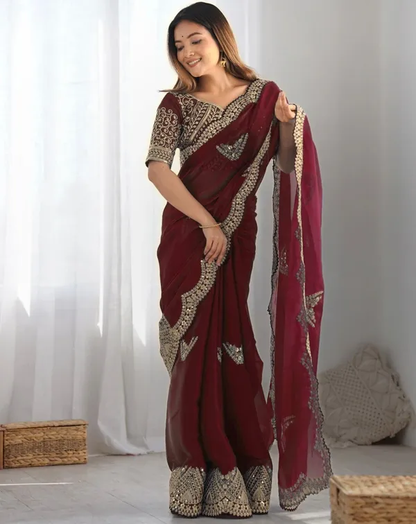 Elegant_Maroon_Organza_Saree_with_Heavy_Embroidered_Blouse_✨