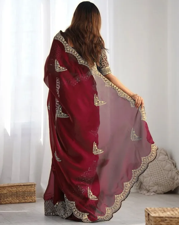 Elegant_Maroon_Organza_Saree_with_Heavy_Embroidered_Blouse_✨