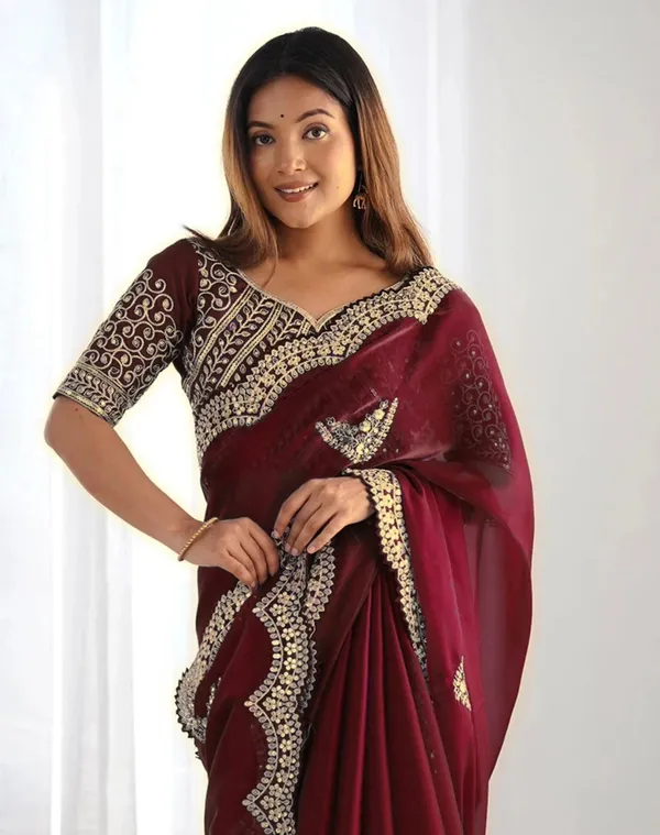 Elegant_Maroon_Organza_Saree_with_Heavy_Embroidered_Blouse_✨