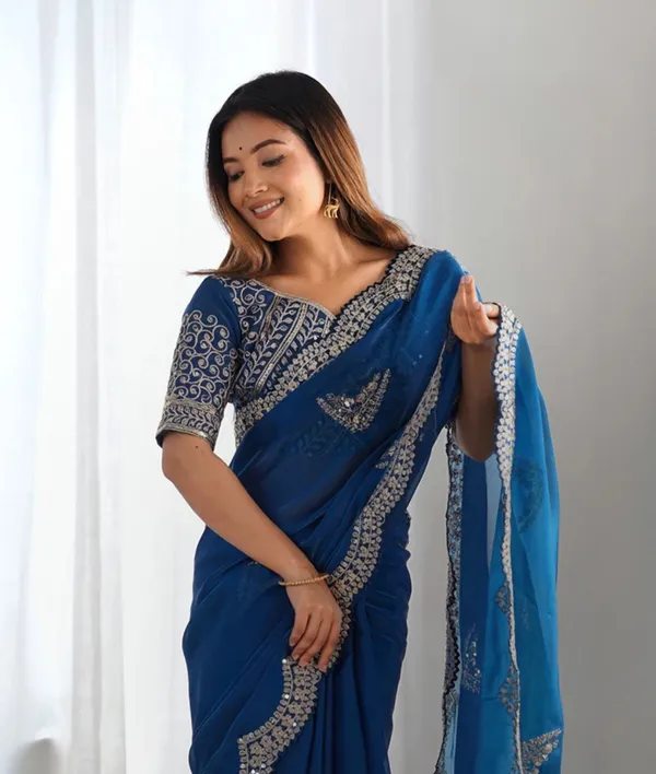 Elegant_Petrol_Organza_Saree_with_Heavy_Embroidered_Blouse_✨