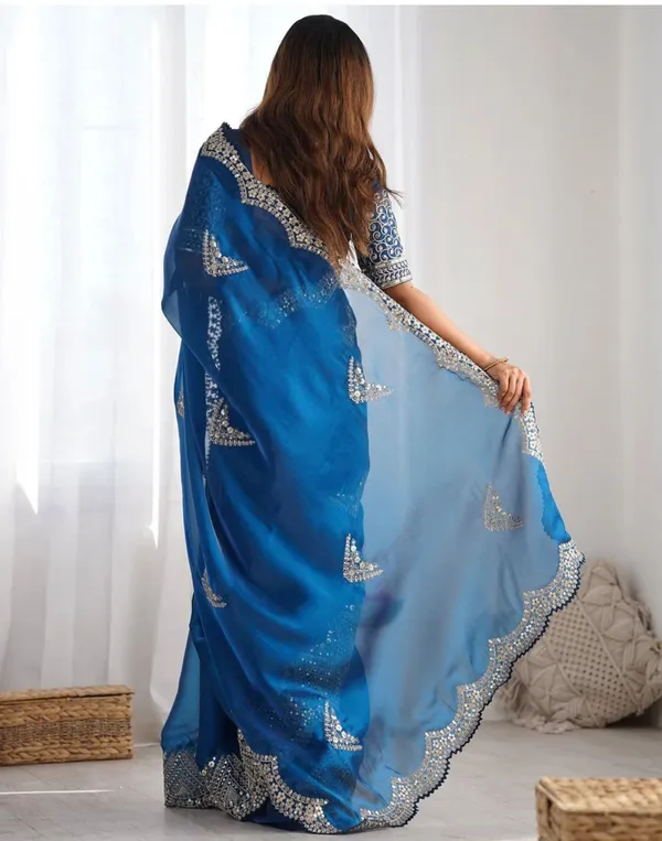 Elegant_Petrol_Organza_Saree_with_Heavy_Embroidered_Blouse_✨