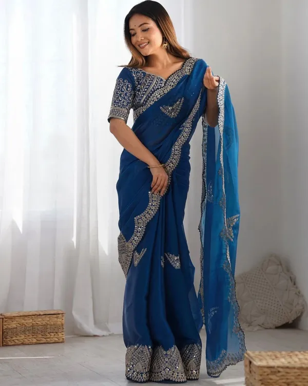 Elegant_Petrol_Organza_Saree_with_Heavy_Embroidered_Blouse_✨