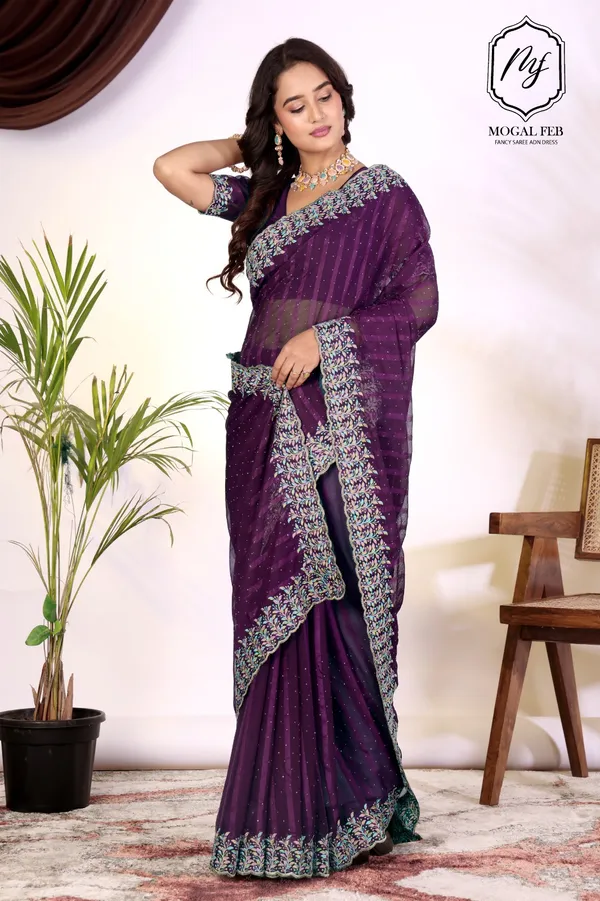 Majestic_Purple_Organza-Silk_Saree_with_Floral_Resham_Border