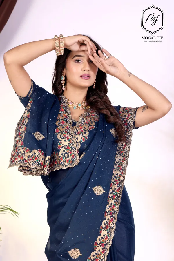 Midnight_Teal_Georgette_Saree_with_Floral_Resham_Border