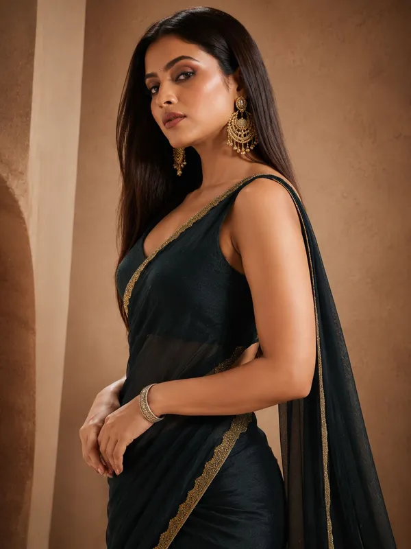 Black_Chiffon_silk_Stylish_Saree_For_Women