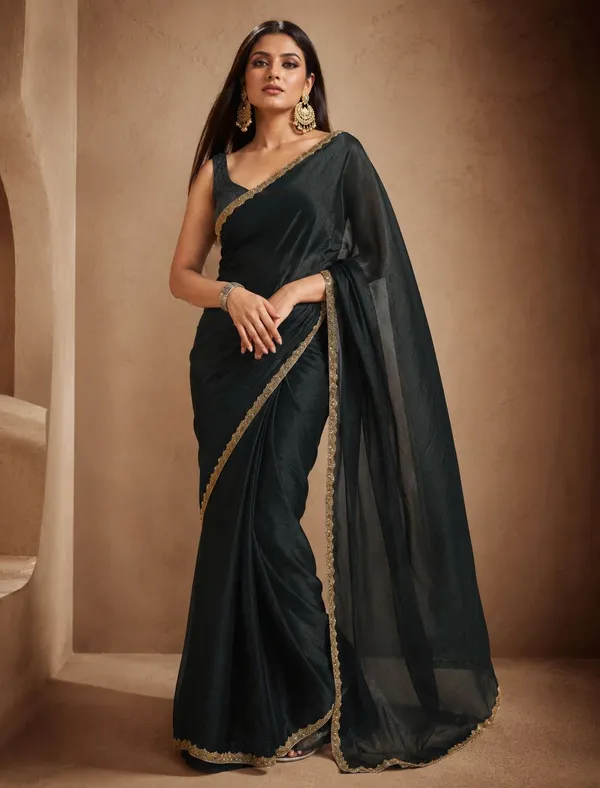 Black_Chiffon_silk_Stylish_Saree_For_Women