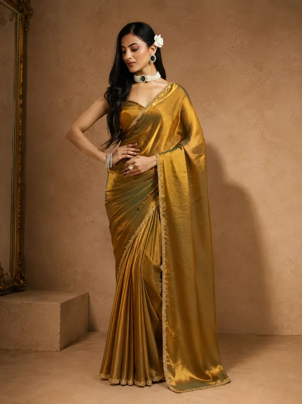 Golden_Chiffon_silk_Stylish_Saree_For_Women