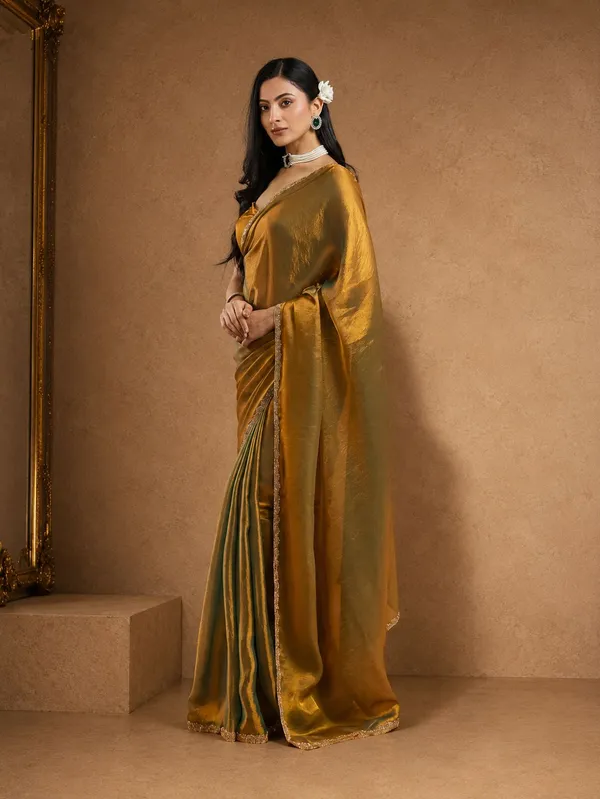 Golden_Chiffon_silk_Stylish_Saree_For_Women