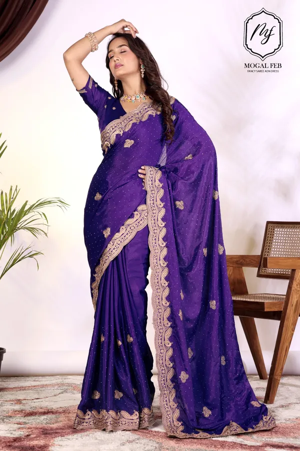 Royal_Blue_Vichitra_Silk_Saree_with_Antique_Gold_Zari