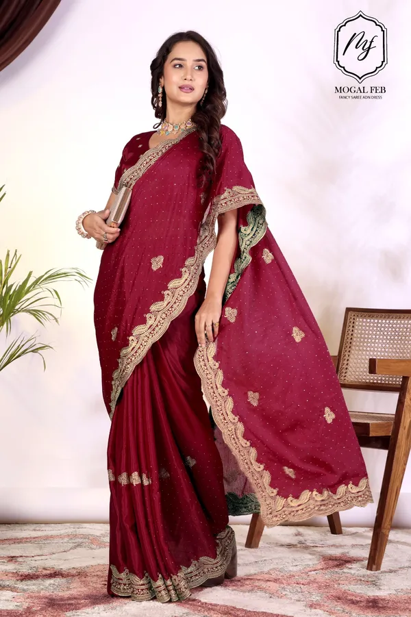 Royal_Maroon_Embroidered_Saree_with_Shimmer_Highlights
