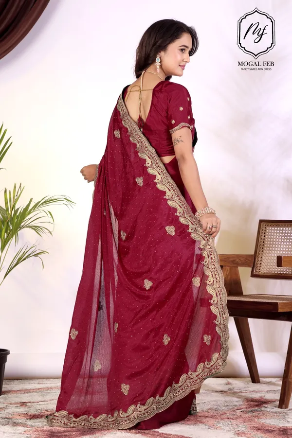 Royal_Maroon_Embroidered_Saree_with_Shimmer_Highlights