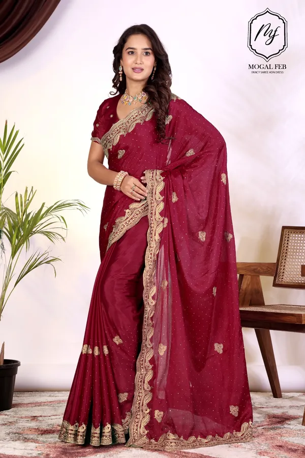 Royal_Maroon_Embroidered_Saree_with_Shimmer_Highlights