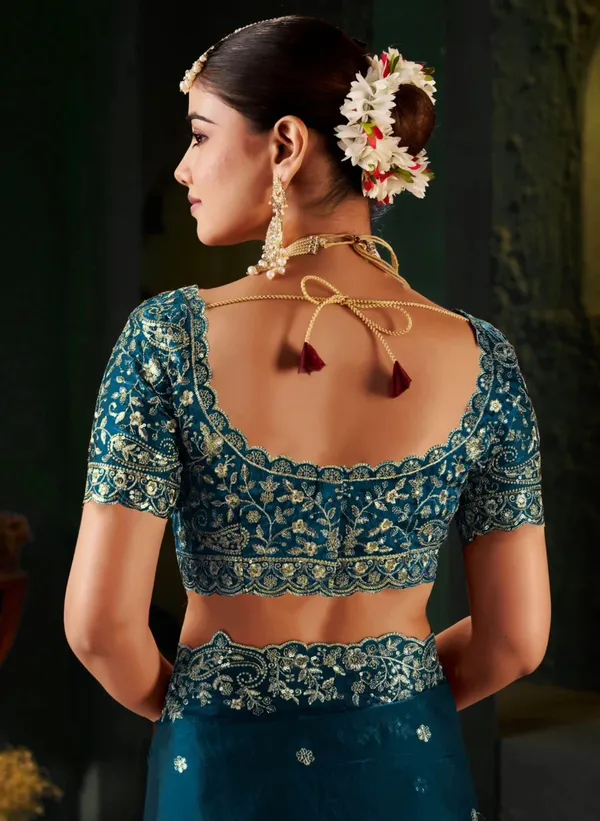 Royal_Petrol_Embroidered_Silk_Saree_with_Designer_Blouse_&_Zari_Border
