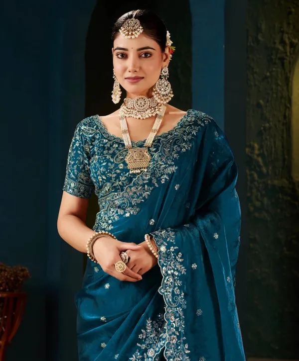 Royal_Petrol_Embroidered_Silk_Saree_with_Designer_Blouse_&_Zari_Border