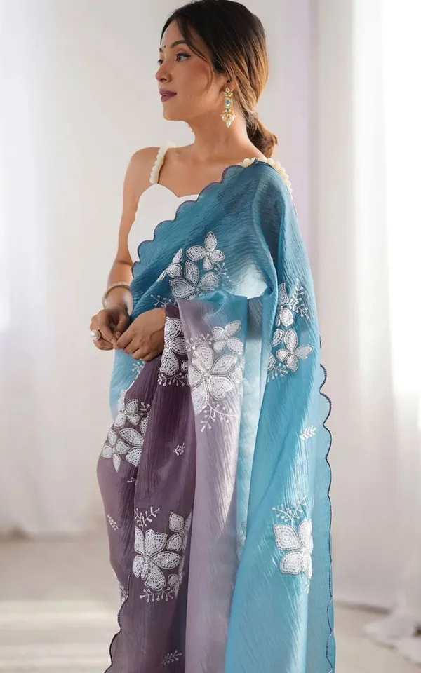 Stylish_Dual_Tone_Jimmy_Chhu_Saree_with_Scallop_Border
