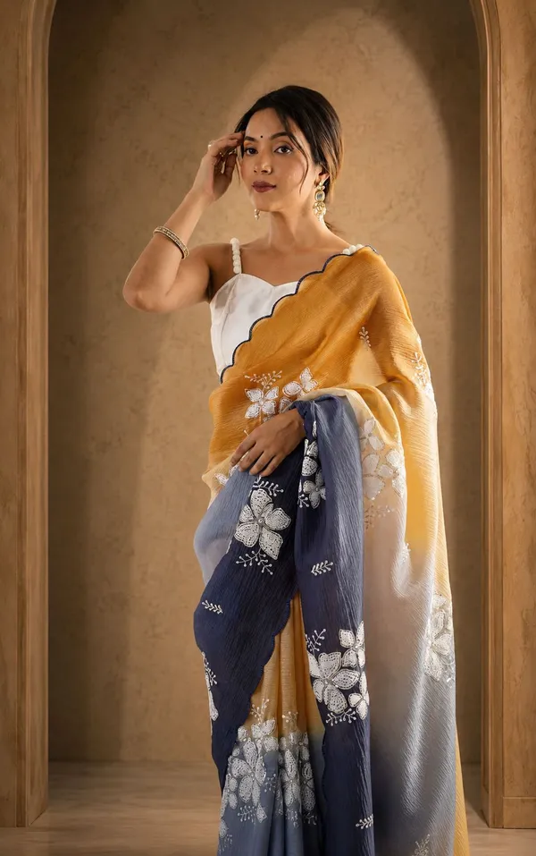 Stylish_Dual_Tone_Jimmy_Chhu_Saree_with_Scallop_Border