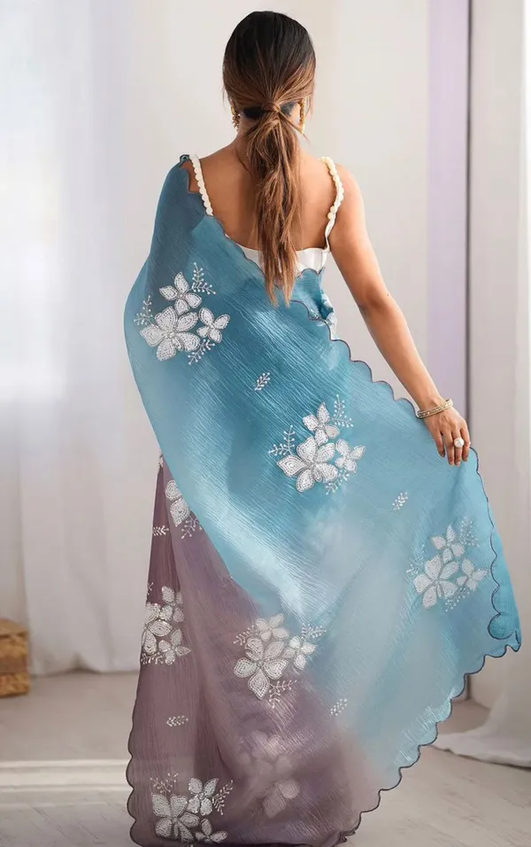 Stylish_Dual_Tone_Jimmy_Chhu_Saree_with_Scallop_Border
