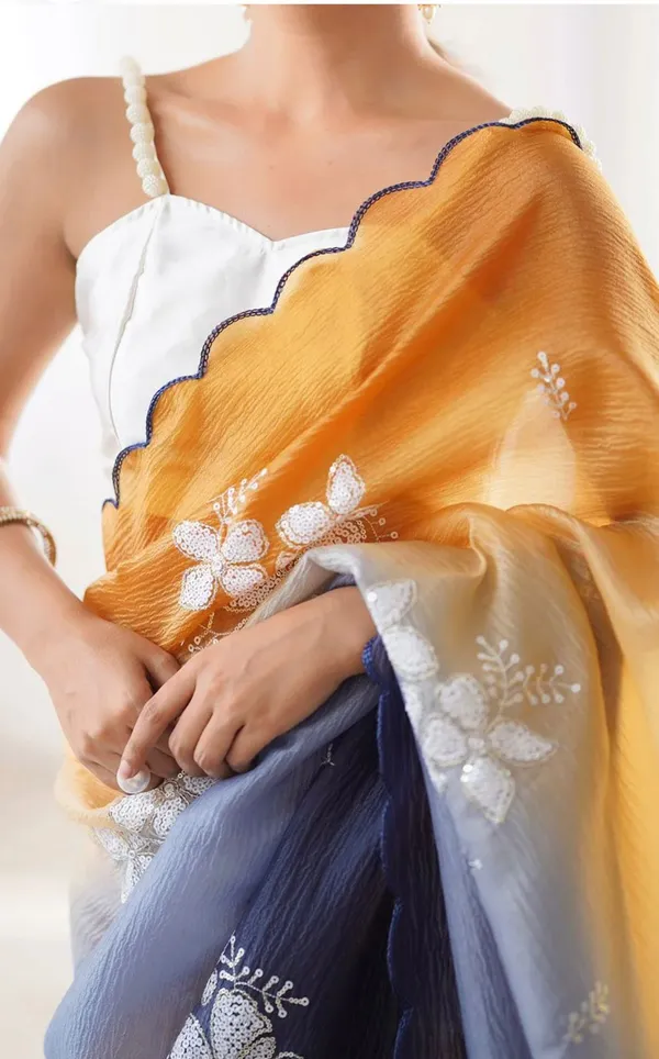 Stylish_Dual_Tone_Jimmy_Chhu_Saree_with_Scallop_Border