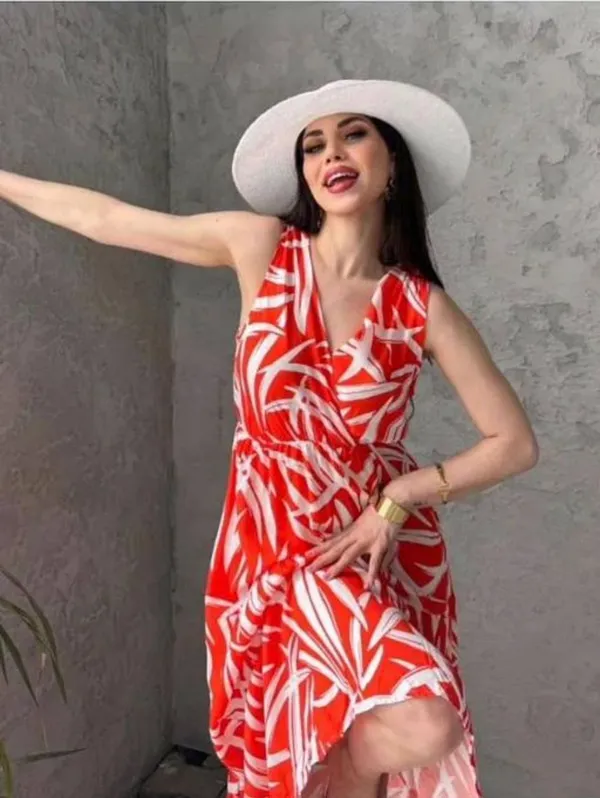 Stylish_Red_Printed_Western_Dres
