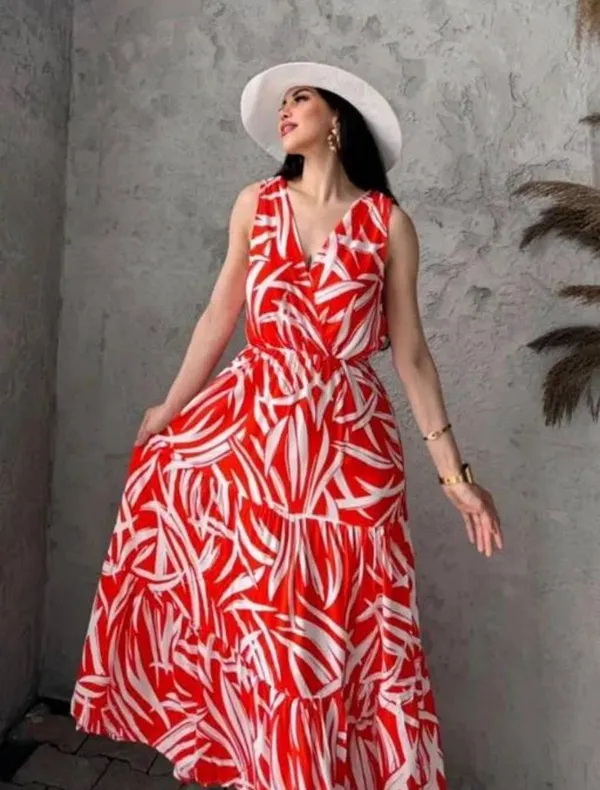 Stylish_Red_Printed_Western_Dres