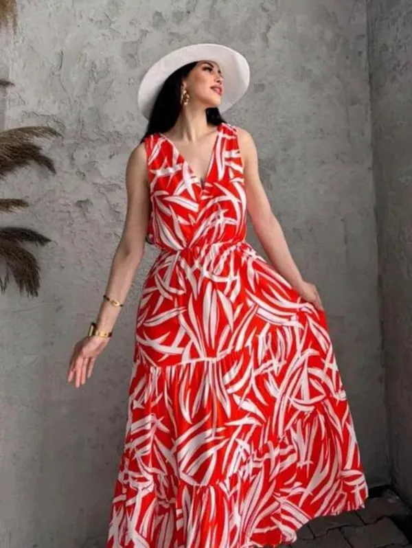 Stylish_Red_Printed_Western_Dres