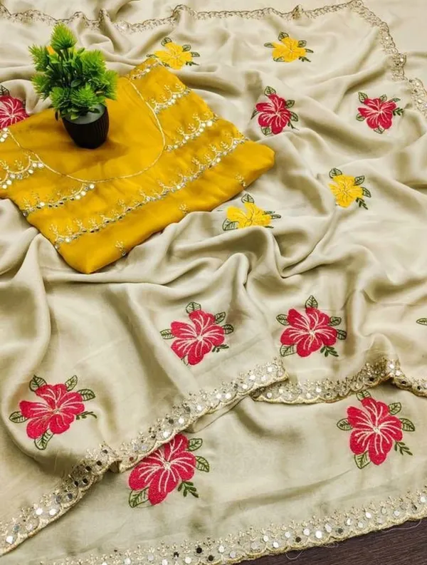 Cream_Rangoli_Fabric_Saree_with_Pink_&_Yellow_Floral_Embroidery