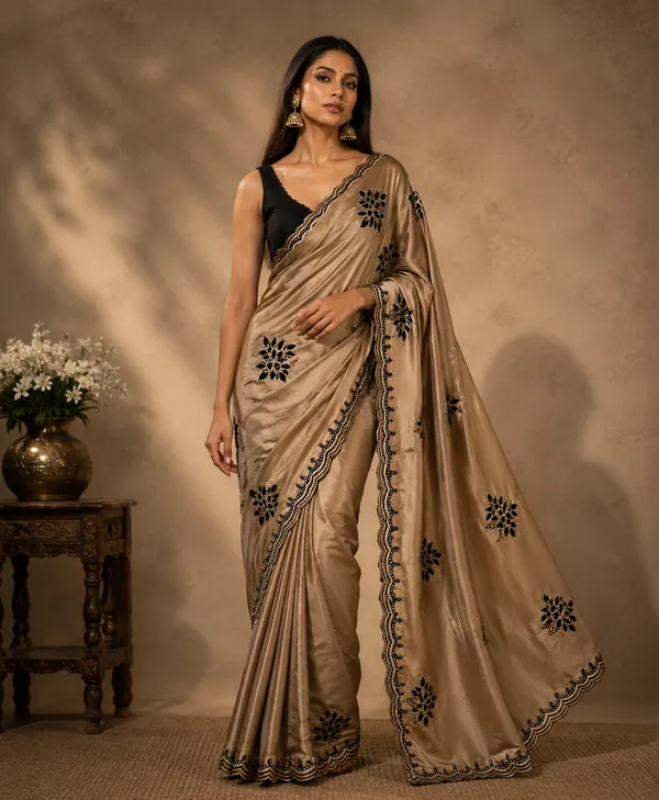 TRENDING_ELEGANCE_CHIKU_COLOUR_SAREE