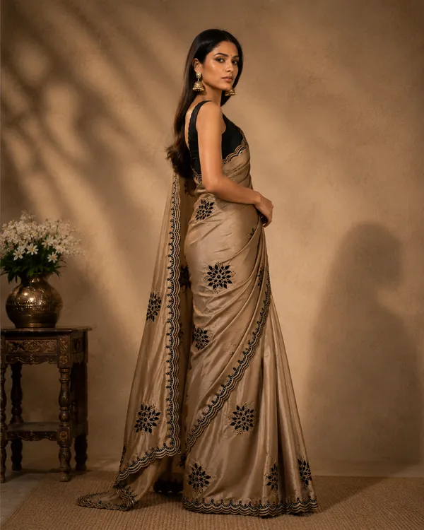TRENDING_ELEGANCE_CHIKU_COLOUR_SAREE