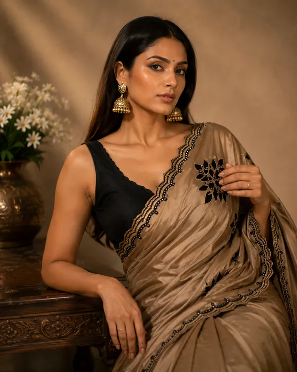 TRENDING_ELEGANCE_CHIKU_COLOUR_SAREE