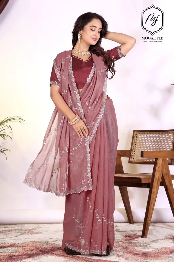Peach_Silk_Stylish_Saree_For_Women