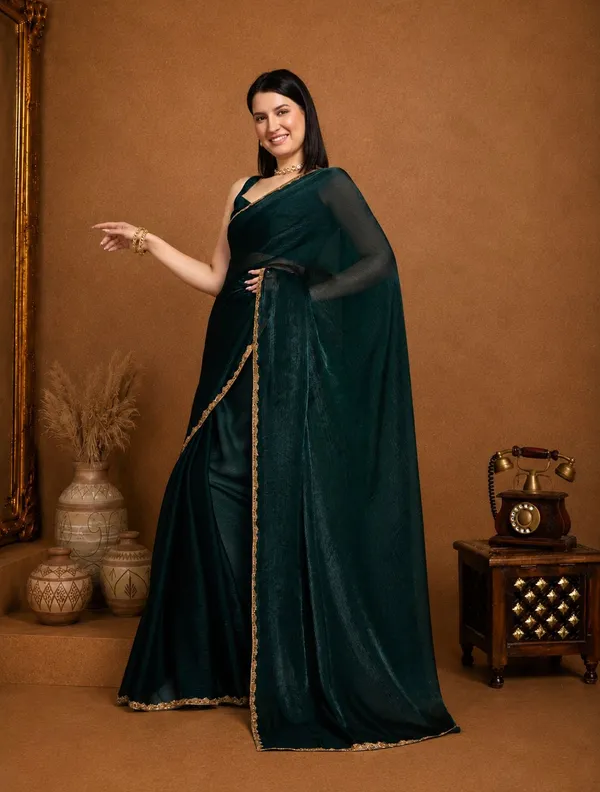 Green_Chiffon_silk_Stylish_Saree_For_Women