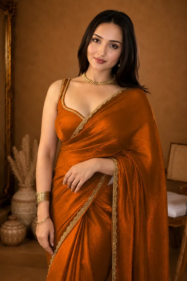 Orange_Chiffon_Stylish_Saree_For_Women