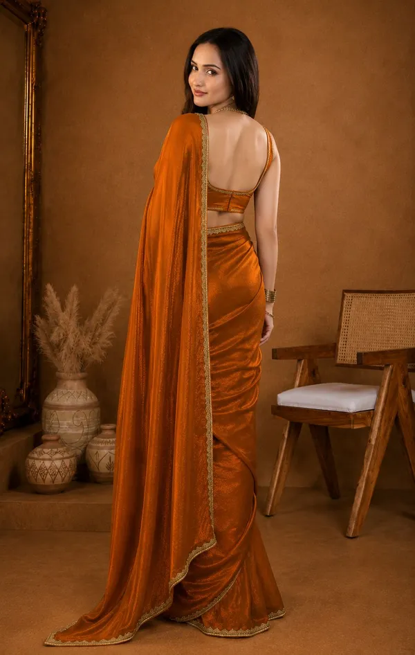 Orange_Chiffon_Stylish_Saree_For_Women