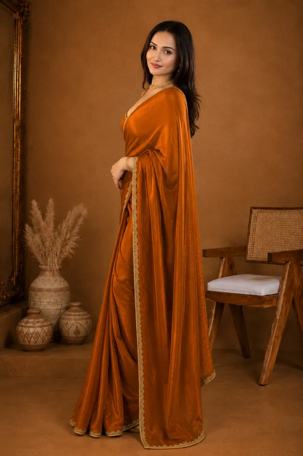 Orange_Chiffon_Stylish_Saree_For_Women