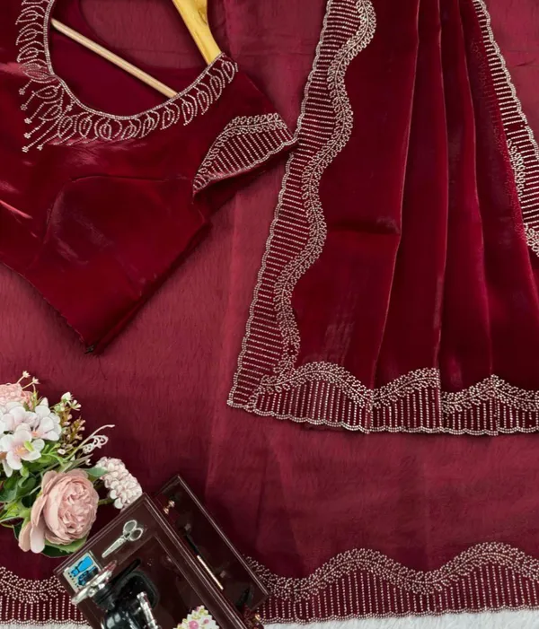 Elegant_Wine_Maroon_Party_Wear_Saree_