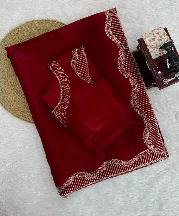 Elegant_Wine_Maroon_Party_Wear_Saree_