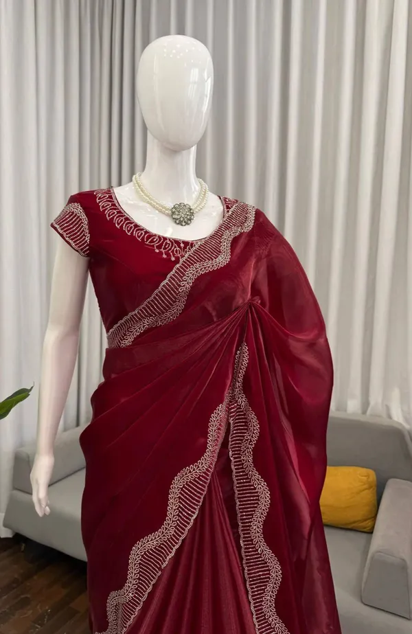 Elegant_Wine_Maroon_Party_Wear_Saree_