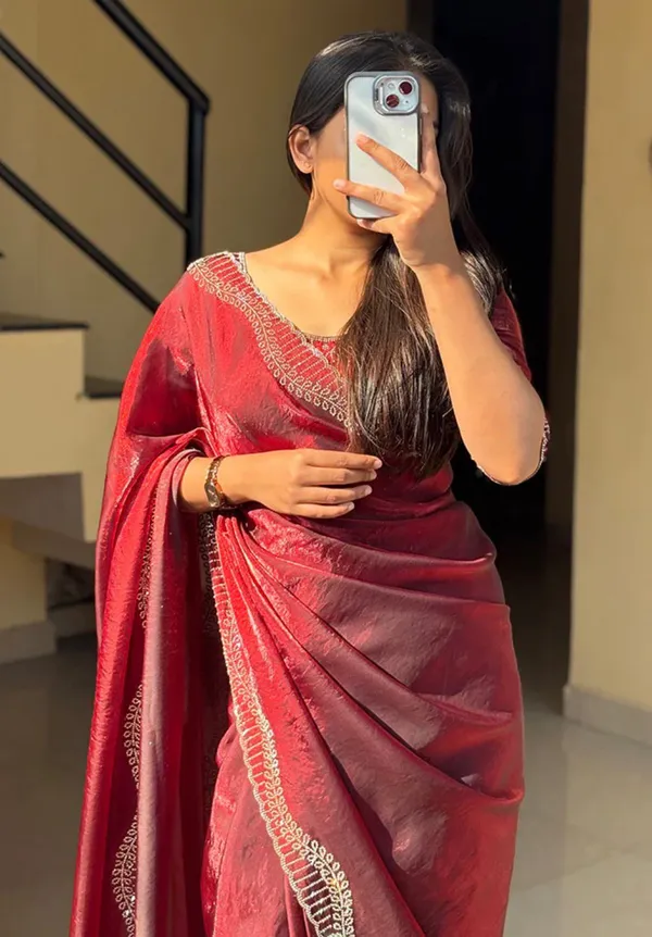 Elegant_Wine_Maroon_Party_Wear_Saree_