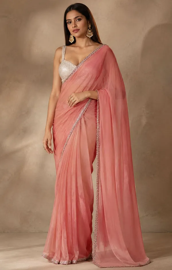 Pink_Organza_Stylish_Saree_For_Women