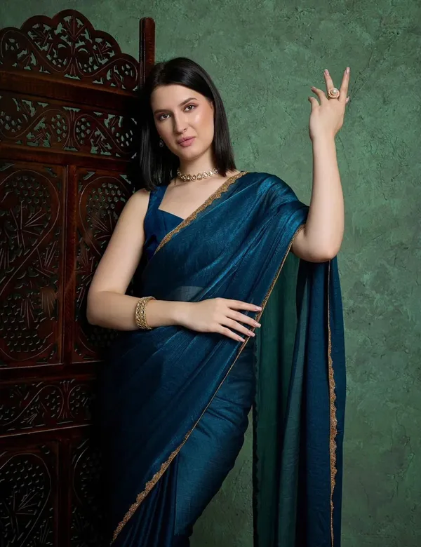 BLUE_CHIFFON_SILK_Stylish_Saree_For_Women