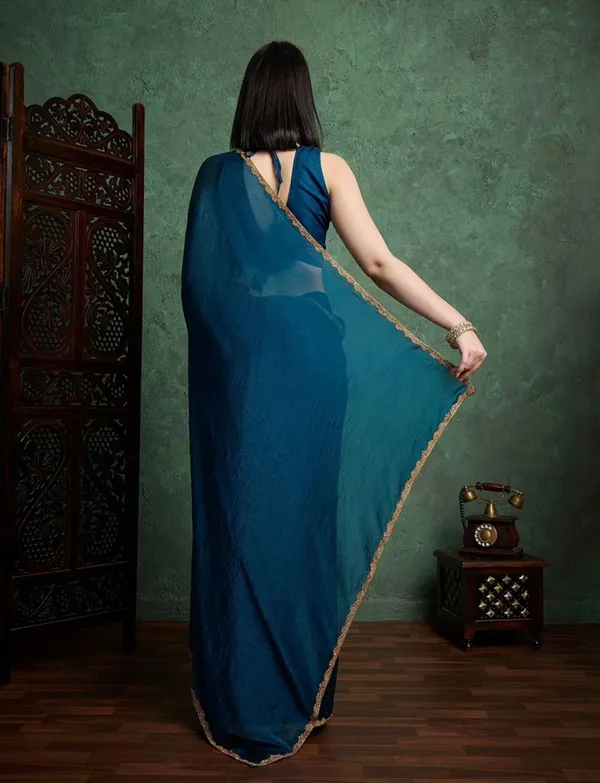 BLUE_CHIFFON_SILK_Stylish_Saree_For_Women