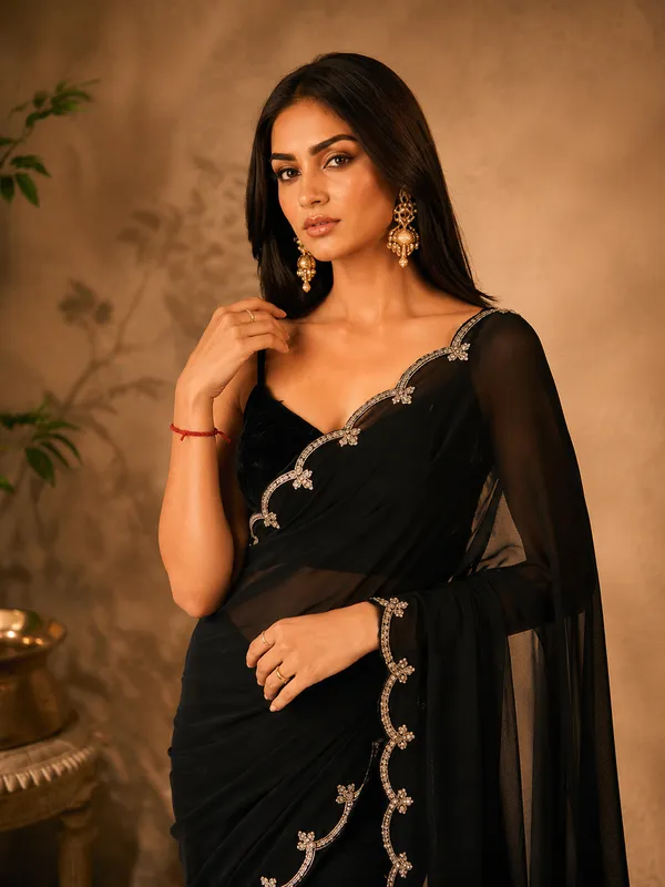 Black_Organza_Stylish_Saree_For_Women
