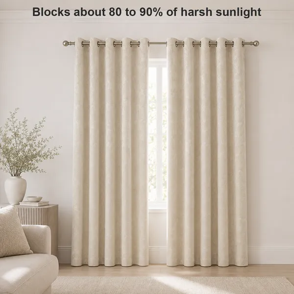 Murique_Floral_Blossom_Cream_85-90%_Room_Darkening_Blackout_Window_&_Door_Curtains_with_Tiebacks_for_Living_Room_&_Bedroom_-_7_Feet_(Pack_of_2)