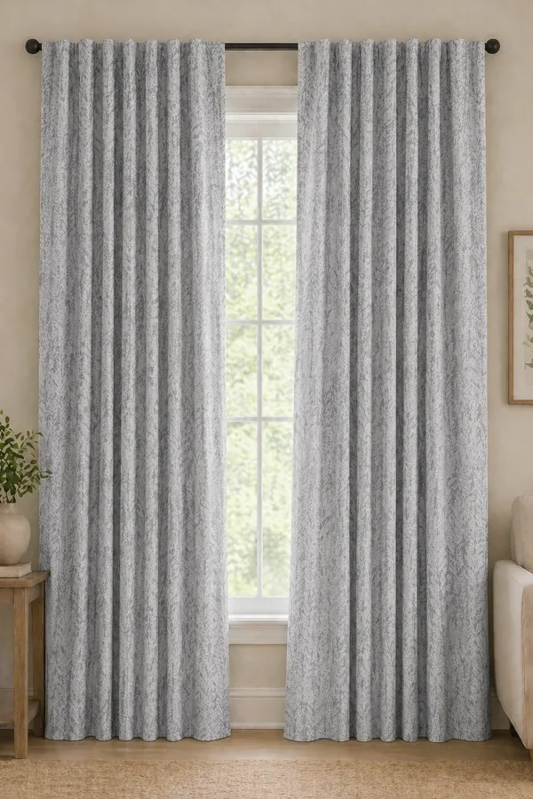Murique_Damask_Pattern_Grey_100%_Blackout_Window_&_Door_Curtains_with_Tiebacks_for_Living_Room_&_Bedroom_-_7_Feet_(Pack_of_2)