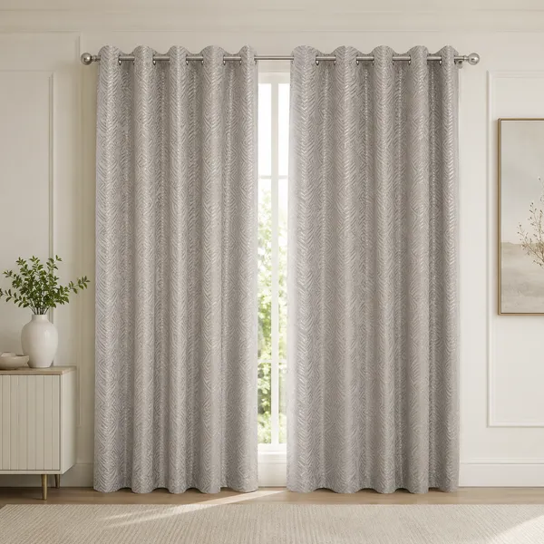 Murique_Textured_Grid_Grey_85-90%_Room_Darkening_Blackout_Window_&_Door_Curtains_with_Tiebacks_for_Living_Room_&_Bedroom_-_7_Feet_(Pack_of_2)