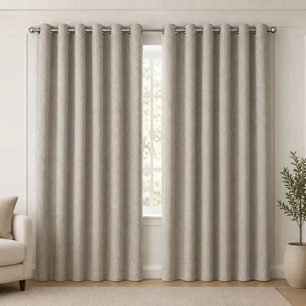 Murique_Embossed_Floral_Beige_85-90%_Room_Darkening_Blackout_Window_&_Door_Curtains_with_Tiebacks_for_Living_Room_&_Bedroom_-_7_Feet_(Pack_of_2)
