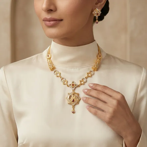 American_Diamond_Necklace_&_Earrings_Set_For_Women